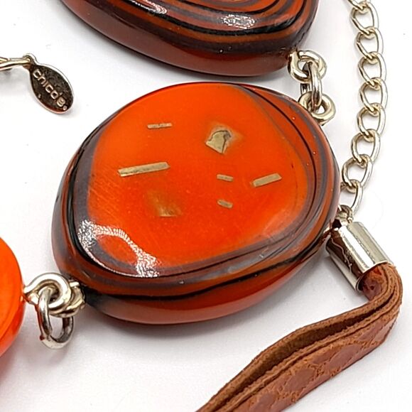 Chico's Orange Brown Leather Belt, 40" - Picture 10 of 11